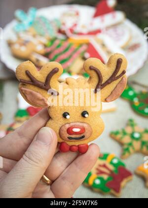 Gingerbread cookies and Christmas food and drinks Stock Photo