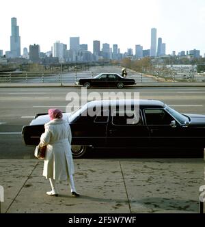 A look at Chicago from McCormick Place. Chicago, USA, 1977 Stock Photo