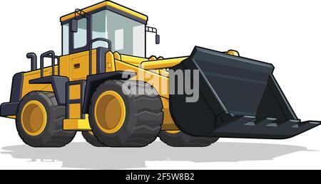 Bulldozer Construction Heavy Machine Industry Cartoon Illustration Stock Vector