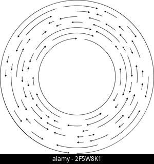 Circular, concentric arrows in opposite direction — Stock vector illustration, Clip art graphics Stock Vector