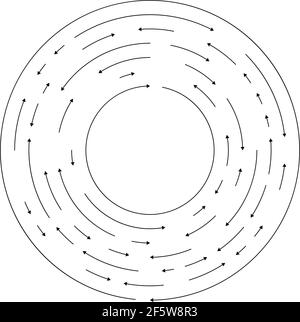 Circular, concentric arrows in opposite direction — Stock vector illustration, Clip art graphics Stock Vector