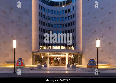 hotel 25hours The Circle at the Gerling Quartier, the building is the former headquarters of the Gerling insurance group, Cologne, Germany.  Hotel 25h Stock Photo