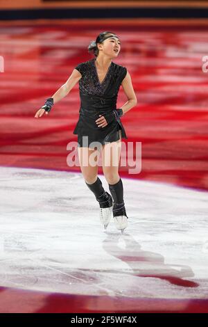 Kaori SAKAMOTO from Japan, during the Exhibition Gala at the ISU World Figure Skating Championships 2021 at Ericsson Globe, on March 28, 2021 in Stockholm, Sweden. Credit: Raniero Corbelletti/AFLO/Alamy Live News Stock Photo