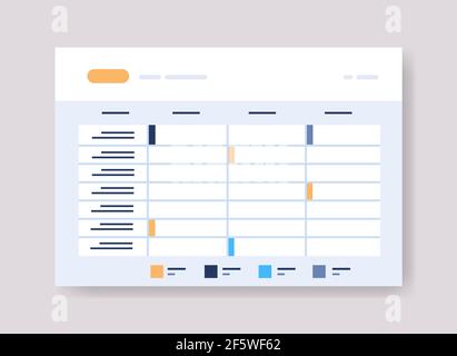 planning schedule online planner organizer calendar with tasks information board organization time management Stock Vector
