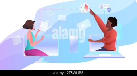 mix race developers team creating website ui interface web application development program software optimization Stock Vector