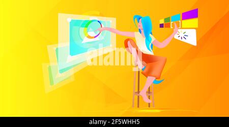 developer or graphic designer creating website ui interface web application development Stock Vector