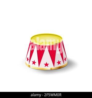 Circus show pedestal podium with sparkling star light or spotlight shine. Vector big top circus performance podium stand of magician, equilibrist acro Stock Vector