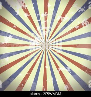 Retro Burst Background. Vintage Grunge Vector. blue and red Stock Vector