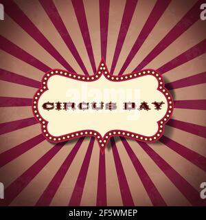 Circus day postcard on retro background Stock Vector