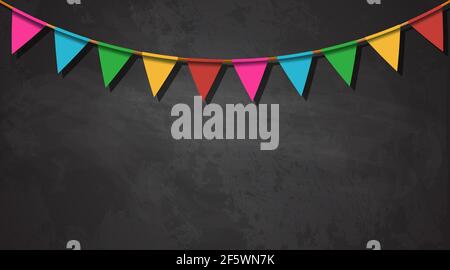 Festive background with flags on the rope Stock Vector