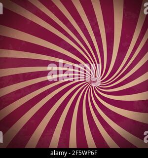 Swirling radial pattern background. Vector illustration for swirl design. Vortex starburst spiral twirl square. Helix rotation rays. Converging psycha Stock Vector