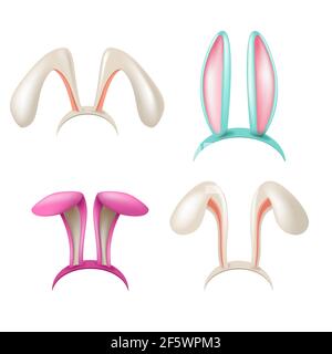 set of Cartoon headband icon with rabbit shape ears. Vector illustration Stock Vector