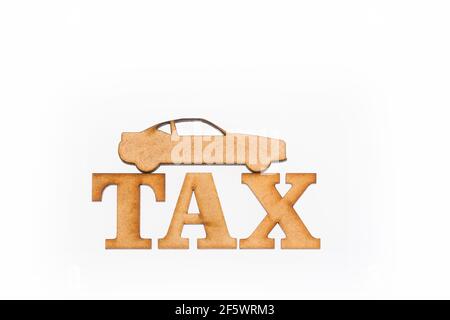 Tax car - Concept. White background Stock Photo