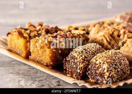 Assortment of Ramadan dessert baklava Stock Photo