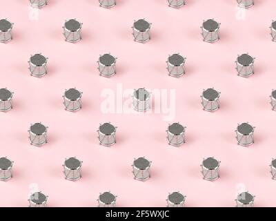 Christmas isometric seamless pattern with decorative silver drum. Holiday New Year concept. New Year's wrapping paper Stock Photo