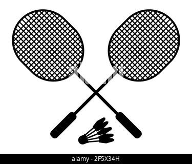 Badminton rackets and shuttlecock. Vector illustration isolated on white background Stock Vector