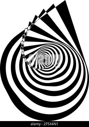 Op-art, optical, visual art element with inward rotation — Stock vector illustration, Clip art graphics Stock Vector
