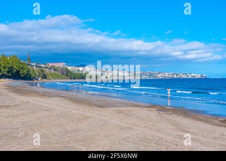 Maspalomas, Spain, Janury 19, 2021: Sunny day at Playa del Ingles at Maspalomas at Gran Canaria, Canary Islands, Spain. Stock Photo