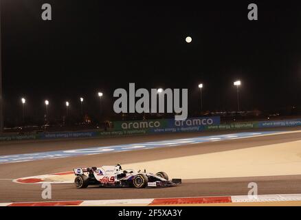 Sakhir, Bahrain. 28th Mar, 2021. Motorsport: Formula One World Championship, Bahrain Grand Prix, Race. Mick Schumacher, Haas F1 Team on track. Credit: Hasan Bratic/dpa/Alamy Live News Stock Photo