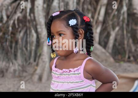 Darien Province, Panama. 07-18-2019. Portrait of an Afro-descendent girl in the Darien Province, Panama, Central America, Stock Photo