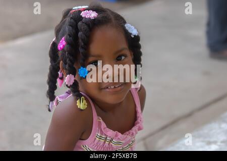 Darien Province, Panama. 07-18-2019. Portrait of an Afro-descendent girl in the Darien Province, Panama, Central America, Stock Photo