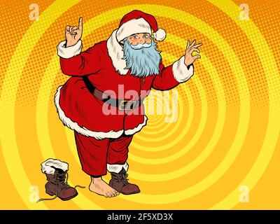 Santa Claus without a boot. Christmas character Stock Vector