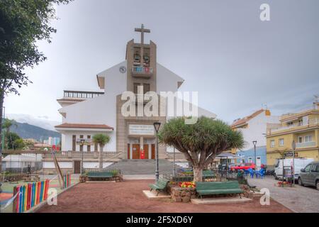 Puerto de la Cruz, Spain, Janury 4, 2021: Church of Santa Rita at Puerto de la Cruz, Tenerife, Canary islands, Spain. Stock Photo