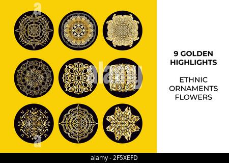 Social media hand drawn floral stories highlights.  Stock Vector
