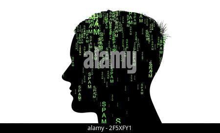 Silhouette of man spam data concept Stock Photo