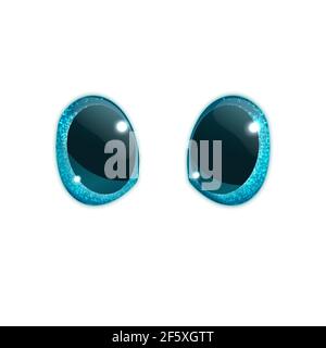 Cute glass blue eyes from a 3d cartoon or for a plush toy, realistic style, isolated on white. Vector clipart Stock Vector