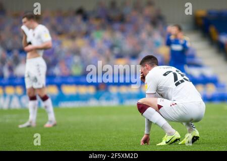 LONDON, UK. MARCH 27TH Lloyd Jones of Northampton Town gestures during the Sky Bet League 1 match between AFC Wimbledon and Northampton Town at the Plough Lane, Wimbledon on Saturday 27th March 2021. (Credit: Federico Maranesi | MI News) Credit: MI News & Sport /Alamy Live News Stock Photo