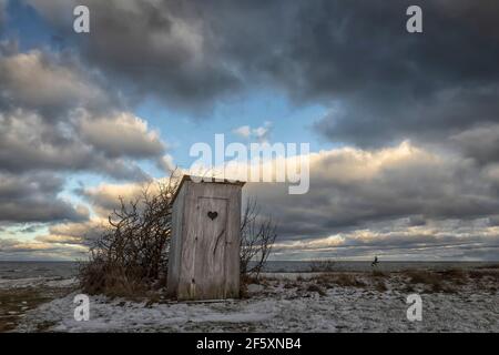 House on the banks of the bay on the Baltic Sea Stock Photo