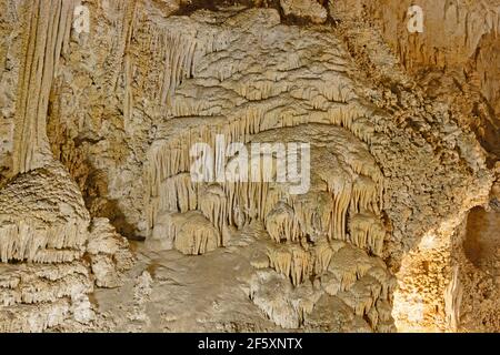 Flowstone Stalagmites in the Big Room of Carlsbad Caverns in New Mexico Stock Photo