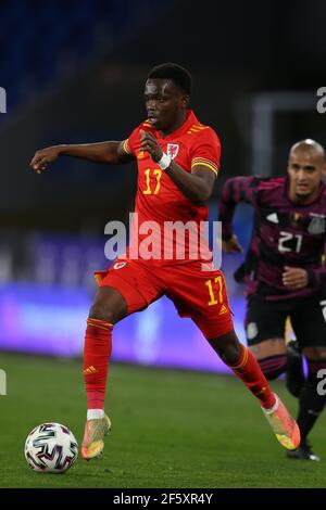 Cardiff, UK. 27th Mar, 2021. Rabbi Matondo of Wales in action. Football international friendly match, Wales v Mexico, at the Cardiff city stadium in Cardiff, South Wales on Saturday 27th March 2021. Editorial use only. pic by Andrew Orchard/Andrew Orchard sports photography/Alamy Live News Credit: Andrew Orchard sports photography/Alamy Live News Stock Photo