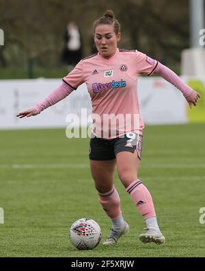 DURHAM CITY, UK. MARCH 28TH: Sheffield United's Katie WILKINSON during the FA Women's Championship match between Durham Women FC and Sheffield United at Maiden Castle, Durham City on Sunday 28th March 2021. (Credit: Mark Fletcher | MI News) Credit: MI News & Sport /Alamy Live News Stock Photo