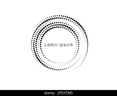 Halftone dots in circle form, logo. Vector illustration. Stock Vector