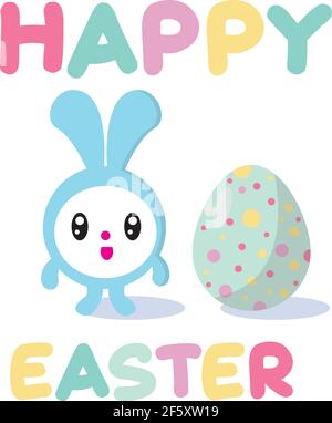 Easter bunny and easter egg happy easter card  Stock Vector