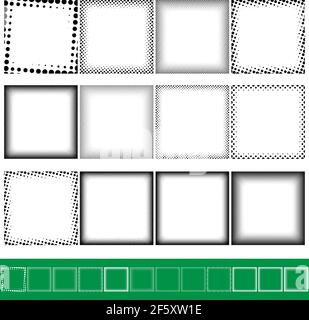 Halftone, screentone square border, frame design — Stock vector illustration, Clip art graphics Stock Vector