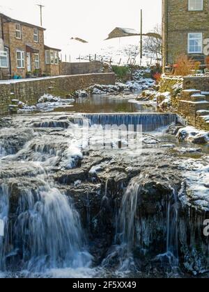 Hawes waterfall on Gayle Beck, Wensleydale, Yorkshire Dales National Park Stock Photo