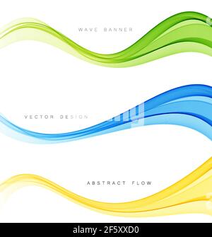 Set of color abstract wave design element Stock Vector