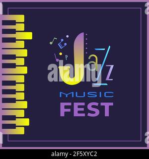 Jazz Music Fest colorful vector poster Stock Vector