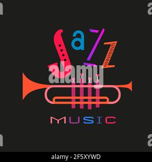 Jazz Music Day hand drawn flat colorful vector icon Stock Vector