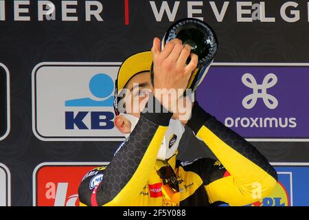 WEVELGEM, BELGIUM - MARCH 28: Wout van Aert of Team Jumbo Visma and Belgium during the 83rd Gent-Wevelgem in Flanders Fields 2021 - Men's Elite on March 28, 2021 in Wevelgem, Belgium (Photo by Sportfoto/Orange Pictures) Stock Photo