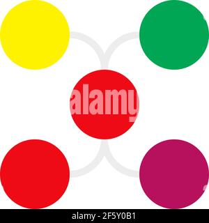 Nodes (circles) with connections. Interconnected circles infographics, presentation template element — Stock vector illustration, Graphics clip art Stock Vector