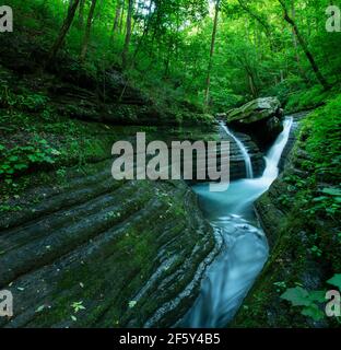 The V-Slot Canyon Falls in the Ozarks Stock Photo