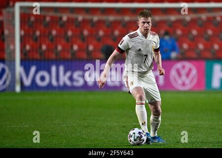 Prague, Czech Republic. 27th Mar, 2021. Kevin De Bruyne (Belgium) in action during the World Cup qualifier group E: Czechia vs Belgium in Prague, Czech Republic, on Saturday, March 27, 2021. Credit: Michal Kamaryt/CTK Photo/Alamy Live News Stock Photo