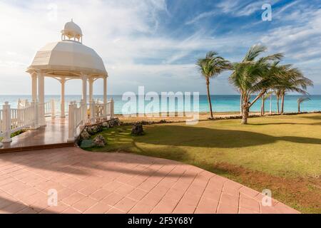 Gazebo in front of the beach in Varadero, Cuba Stock Photo