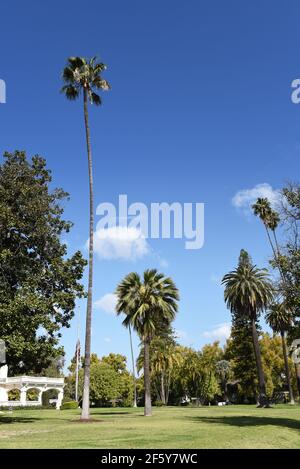 PASADENA, CALIFORNIA - 26 MAR 2021: Grounds at the Tournament of Roses Headquarters on Orange Grove Avenue. Stock Photo