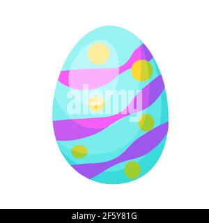 blue color easter egg with stripes and dots  Stock Vector