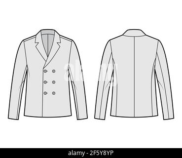 Blazer coat technical fashion illustration with long sleeves, fingertip ...